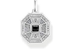 Thomas Sabo Herren Ketten Anhänger Talisman, mit schwarzem Onyx-Stein, 925er Sterlingsilber geschwärzt, Maße: 28 x 20 mm, PE950-507-11
