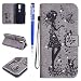 Produktbild FESELE Glitzer Blume Schutzhülle für [MOTO G4/MOTO G4 Plus] Schmetterling Katze Prägung Kristall Glitzer Diamant Strass Brieftasche Hülle Leder Tasche Flip Handyhülle mit Magnetverschluss, MOTO G4/MOTO G4 Plus Luxus Bling Wallet Case Kartenfach Ledertasche Leder-Mappen-Karten-Slot-Abdeckung mit Standfunktion für MOTO G4/MOTO G4 Plus + Blau Eingabestift Stylus Touch Pen-Mädchen Katze,Grau