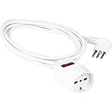 POLY POOL - PP2635 Prolunga Elettrica con Cavo Elettrico Bianco Estensibile 3 Metri - Spina 10A Salvaspazio e Presa Grande Sc