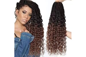 FANWYFYU 6 Pack Deep locs crochet cheveux 24 pouces faux locs crochet cheveux bohème déesse locs crochet tresses pré - roulé crochet boucles (1B/30)
