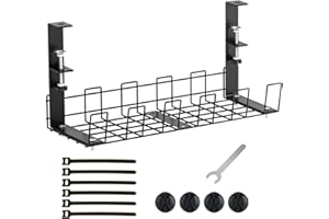 Under Desk Cable Management Tray No Drill ATHRZ Cable Racks Under Desk Cable Organizer for Wire Management, Sturdy Metal Cable Tray Basket for Office and Home Standing Desk