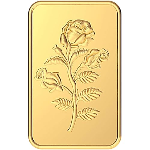 Malabar Gold & Diamonds 24K (999) Gold Bar 1 gram | 24 kt Gold Bar/Coin/Bullion for Birthday, Wedding, Akshaya Tritiya & Festive Gift, Rose Impression
