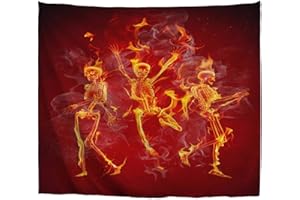 A.Monamour Arrière-Plans Rouges Squelettes Dans Le Feu Halloween Vacances Thème Tapis Imprimé Tapis Tapis Suspendu Couvertures Tapisseries Décoration De La Maison
