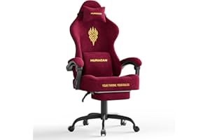 Ferghana Sedia da Gaming Ergonomica con Massaggio,Sedia Gaming in Velluto,Sedia da Ufficio con Cuscino Primaverile,Poggiatesta,Braccioli, Schienale Regolabile 90-135°,Poltrona Ufficio,Rosso