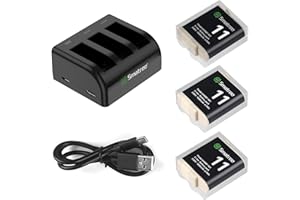 Smatree Battery 3-Pack 1800 mAh Compatible with GoPro Hero 12, GoPro Hero 11, GoPro Hero 10 and GoPro Hero 9.3 Channel Battery Fast Charger Compatible with GoPro Hero 12/11/10/9 Battery