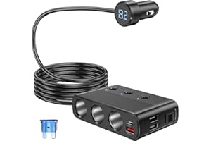 Gerbala 7 IN1 Zigarettenanzünder Verteiler, 127W USB C Steckdose PD und QC 3.0 KFZ Ladegerät, mit Schalter LED Volteter für Kühlbox, Sitzheizung, GPS, Kamera, Navi, für 12V-24V Fahrzeuge Wohnmobil