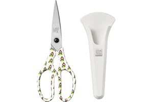 Linoroso Ciseaux de Cuisine Professionnel avec Couvercle Magnétique Ciseau Cuisine Multifonction Fabriqués en Acier Japonais 4034, Ultra Tranchants pour Viande Légumes Barbecue Herbes Pizza - Piments