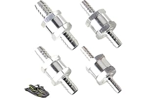 DONOONIS Clapet Anti Retour, 4 Pièces Clapet Anti Retour Gasoil de 6,8,10,12 mm Carburant Essence en Alliage D'Aluminium à Sens Unique pour Carburateur de Voiture, Système Basse Pression