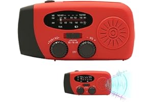 GOMICE Radio de manivela,Radio de manivela, Radio portátil, Radio meteorológica, Radio Solar portátil, Linterna LED para Correr, Caminar, casa, Supervivencia, Camping