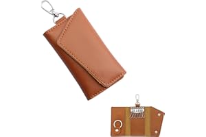 FuninCrea Key Case, Leather Car Key Holder for Men and Women, Portable Key Pouch with Metal Hook and Keyring, Exquisite Key Bag for Key, Car Key