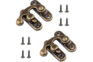 Misuyue 2pcs Antique Vintage Lock Clasp, Bronze Left Latch Hook Hasp, 32 x 28mm Mini Swing Arm Clasp Latch for DIY Suitcase Toolbox Wooden Case