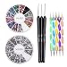 High Quality Professional Nail Art Accessories Set of Silver Gems /Rhinestones / Crystals In Different Shapes, Premium Gemstones Decorations In 12 Colours, Fine Detail Wooden Nailart Brushes and Double Ended Dotting Marbling Tools By VAGA