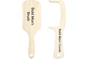 UOCAI Bald Man Comb Joke Set, pettine in legno a forma di uomo calvo, scherzo, divertente spazzola senza peli, strumento divertente per scherzi e risate, umoristico senza denti