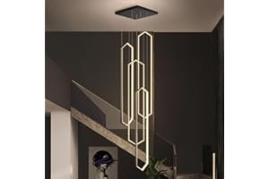 HYQJUNE LED Pendelleuchte Wohnzimmerlamp Aluminium Treppe Hängelampe Xuanguan Schlafzimmer Lampen Hängeleuchte Mit Fernbedienung Modern Dimmbar Höhenverstellbar Küche Esszimmerlampe(Schwarz,4 Lights-20x60cm)