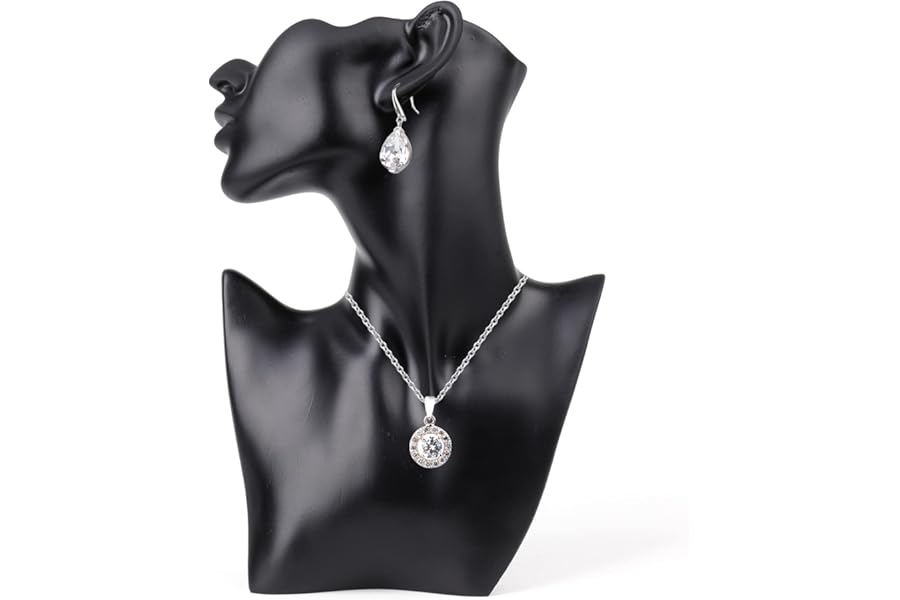 SOUJOY Jewelry Display Stand, Mannequin Earring Stand, Black Resin Pendant, Boutique Bust Holder Organizer for Show Jewelry, Necklace, Earrings, Rings
