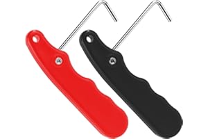 Tinoaly 2pcs Tendeur de Lacets, en Plastique Extracteur de Lacets de Chaussures avec Crochet en Acier Inoxydable Pliable Outil de Serrage de Lacets de Chaussures pour Patins à Glace (Noir, Rouge)