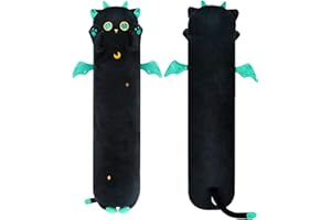 Mewaii Stofftiere Katzen Schwarze 90CM Plüsch Kissen Lang Kätzchen mit Großen Augen Plüschtier Ausgestopftes Tier Spielzeug Kuschelkissen Geschenk Plüschkissen