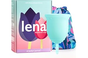 Lena Menstrual Cups, Reusable Period Cup, Tampons,Period Underwear and Pads Alternative, Feminine Care, FSA HSA Eligible, Silicone Menstrual Cup, Made in USA, Super Heavy Flow, Large, Turquoise