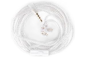 Yinyoo 200cm OFC Silver Plated Upgraded Cable 0.75mm Noise Cancelling Extension Headphone Cable for KZ EDX PRO/ZSN PRO X/ ZS12 PRO X/ ZS10 PRO X/ ZS10 PRO/ZAS/KBEAR Storm/Flash With Mic