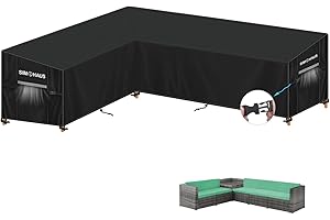 SIMPHAUS Housse Canapé D'angle de Jardin Housse Imperméable de Canapé Extérieur Forme de L Housse Salon de Jardin Angle Exterieur Anti-UV Bache de Protection Exterieur Canape Angle 230x300x95x80/60cm