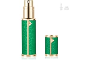 LOPHE Perfume Travel Bottle, 5ML Luxurious Perfume Atomiser Refillable, Leather Perfume Spray Bottle, Easy to Refill Perfume Atomiser for Women Men, A (Green)