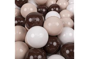 KiddyMoon 300 Bälle/7Cm Kinder Bälle Spielbälle Für Bällebad Baby Einfarbige Plastikbälle Made In EU, Pastellbeige/Braun/Weiß