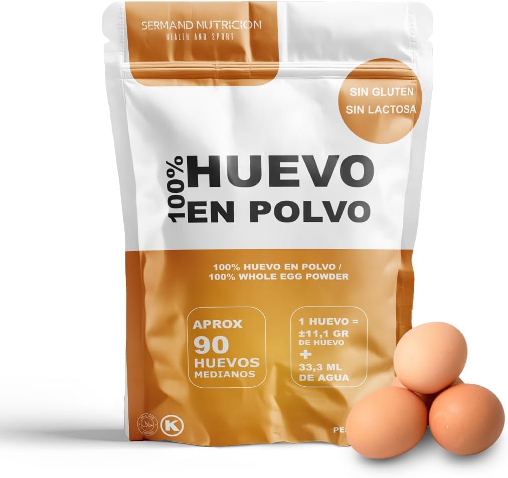 Huevo en polvo | Bolsa de vacío | Huevo en Polvo | Huevos Pasteurizados Sin Gluten | Huevo Deshidratado | Sin Aditivos | Productos Sin Lactosa | Presentación en Bolsas Zip (1 KG)