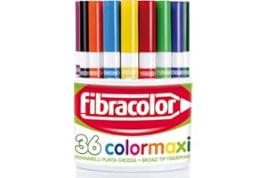 Fibracolor Colormaxi barattolo 36 pennarelli punta grossa conica superlavabili