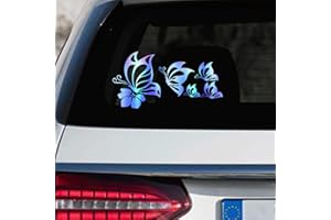 Leniutor Lot de 5 autocollants en vinyle imperméable pour voiture, femme et fille, beaux autocollants réfléchissants pour pare-chocs, fenêtres, ordinateurs portables (bleu holographique)