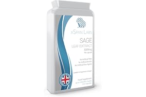 XSPAN LABS Sage Leaf Extract - 120 Vegan Capsules with a Potent 3000mg, High Strength Formula for Hot Flushes, Night Sweats, Menopause, and Perimenopause - Made in The UK
