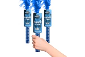 SPARKLERS CLUB Fumigène Torche a Main 45 secondes couleur Bleu - Lot de 3 - Déclenchement à Mèche, durée 45 sec, fumigene couleur à tenir en Main - torche a main Catégorie F1 - LIVRAISON 24/48H