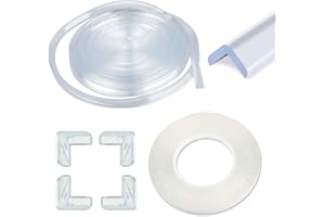 EZESO Paraspigoli trasparenti, 6,1 m, striscia paraurti in silicone con doppio lato per bambino (20 piedi in silicone + 4 pezzi bordi trasparenti)