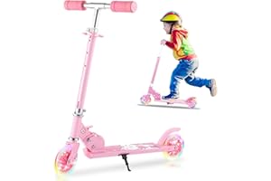 HIMIMI Trottinette pour Enfants de 3 à 12 Ans, Design Pliable léger, Hauteur réglable à 3 Niveaux, Conduite Fluide et silencieuse, Cadeau pour Filles, garçons, intérieur et extérieur