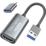Scheda di acquisizione video Fulfalic da HDMI a USB 4K Full HD 1080p, per editing/gioco/video online(argento)