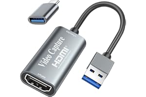 Video Capture Card, Fulfalic 4K HDMI auf USB Capture Card, Full HD 1080p Capture Card, HDMI Video Game Capture zum Bearbeiten von Video/Spielen/Streaming/Online-Unterricht (Silber)