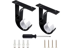 GIAK Vorhangstangenhalter Deckenhalterung Schwarz Gardinenstange Deckenbefestigung 2 PCS Gardinenstangen Halterung für Gardinenstangenhalter Duschvorhangstange ​Zubehör