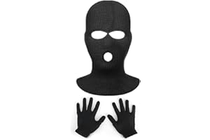 LSYYSL Zimowa kominiarka z 3 otworami, wiatroszczelna, ciepła i oddychająca maska, owijanie 360°, do jazdy na świeżym powietrzu, motocykli, rowerów, jazdy na nartach, z parą pogrubionych czarnych