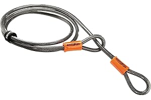 Kryptonite KryptoFlex Security Cable, 2.6FT/4FT/7FT/30FT Long Braided Steel Flex Bike Lock Anti-Theft Cable with Looped Ends for Outdoor Equipment, U-Lock and Padlock, 5mm-10mm Thick