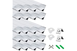LightingWill LED-profil 20 × 1 m, V-formad aluminiumprofil i silver med mjölkvitt lock, ändkåpor och monteringsklämmor, LED-s