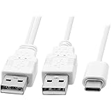 JSER USB 3.1 Type C USB-C to Dual A Male Extra Power Data Y Cable for Cell Phone & Hard Disk