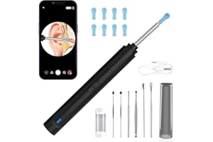JKEVOW Otoscopio Limpiador de Oídos Herramienta de Endoscopio de Oído Limpiador de oídos Inalámbrico con Cámara HD de 1296P y 9 Orejeras Intercambiables para iPhone/iPad/iOS/Android