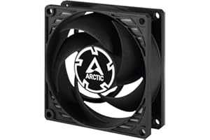 ARCTIC P8 Silent – 80 mm wyjątkowo cichy wentylator, zoptymalizowany pod kątem ciśnienia statycznego, niemal bezgłośny silnik wentylatora, wentylator obudowy, PC, 1600 rpm - Czarny
