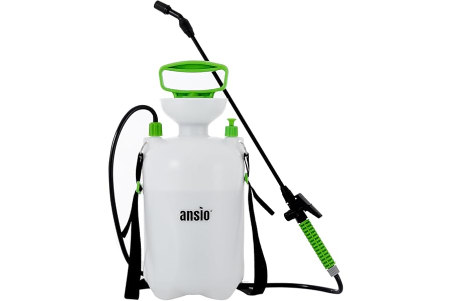 ANSIO® Garden Sprayer 5 litre Pressure Sprayer Pump Action, Weed Killer, Water Pump, Ideal with Pesticides, Insecticides, Fungicides.