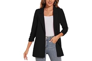 LADI TREND Womens Long Blazer Casual Long Sleeve Jacket Oversized One Button Coat Formal Suit