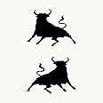 Autodomy Spanish Bull Jumping Bull Stickers Pack 2 Units for Car or Motorcycle 10x7 cm | Spanish Bull Car Sticker Resistant to Rain and Sun (Black)