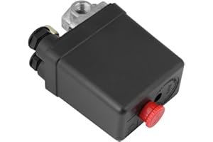 Vikye Heavy Duty 240V 16A Four Port Air Compressor Pressure Switch Control, 90-120PSI, Black, Push Button, Manual