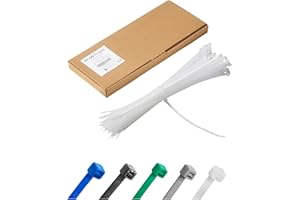 HAUS PROJEKT Blanc Lot de 100 Attaches Zippées Industrielles de Qualité Supérieure, 300 mm x 4,8 mm, Multifonctionnelles, en Plastique, pour Usage Intérieur et Extérieur, Gestion des Câbles, Fils, Maison, Bureau