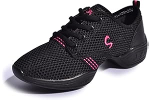 Uhclrr Zapatillas De Baile Femeninas Suelas Suaves Malla Femenina Ventilación Zapatos De Hip - Hop De Jazz Femenino Zapatos De Baile De Jazz Moderno(40EU, Black Rose)