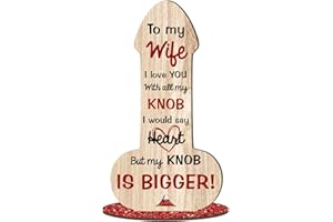 PIXIE'S GIFTS 'To My Wife I Love You With All My Knob' – Humorous and Romantic Gift for Wives – Ideal for Anniversaries, Valentine’s Day, or Special Occasions, (Mdf Wood 13.5cm x 7cm)