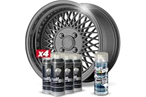 AUTOFULLCAR Pack Llantas Vinilo LIQUIDO Full Dip 4 Sprays Antracita Metalizado Brillo